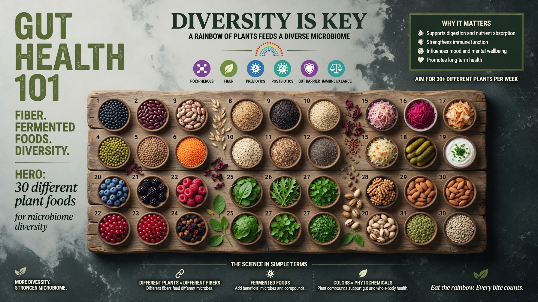 Illustration for: Gut Health 101: Fiber, Fermented Foods, and Diversity